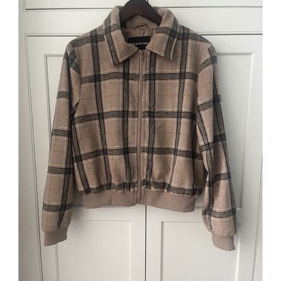 Parisian Jackets & Blazers - Parisian women bomber jacket Sz. 10 plaid brown academia preppy